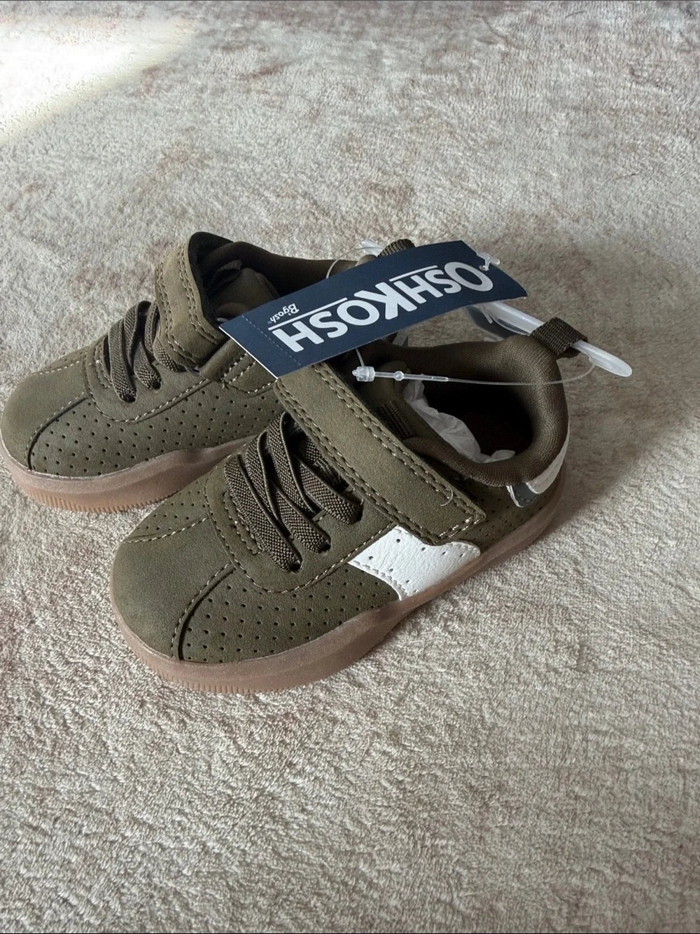 OshKosh B'gosh Olive Green and White Kids Sneakers